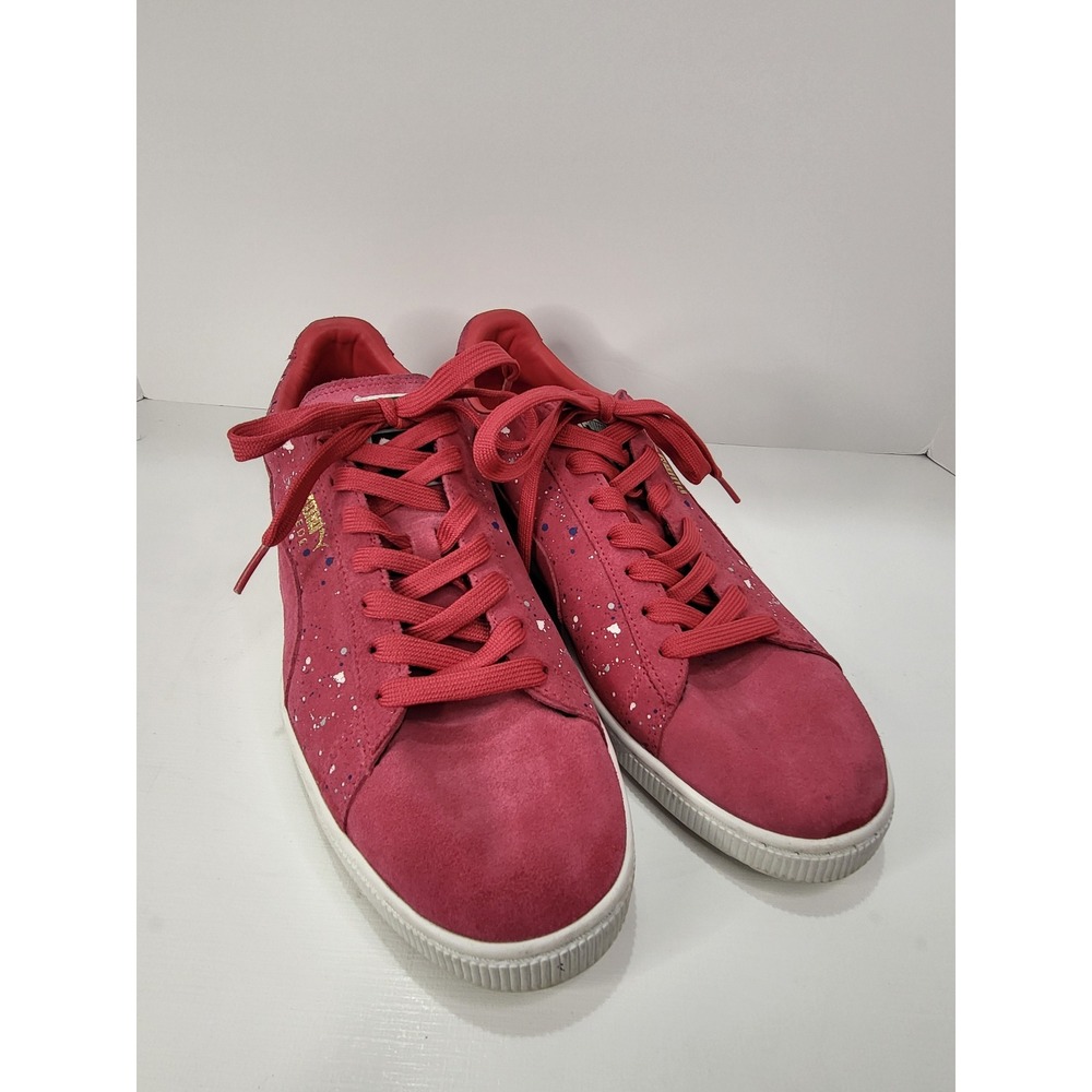 Puma Suede Classic Teaberry Red Paint Splatter Sneakers Mens 14 Low Top
